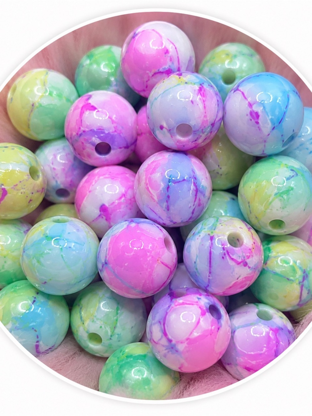 Multicolor Pastel Marble Bead Bracelet - Women Jewelry